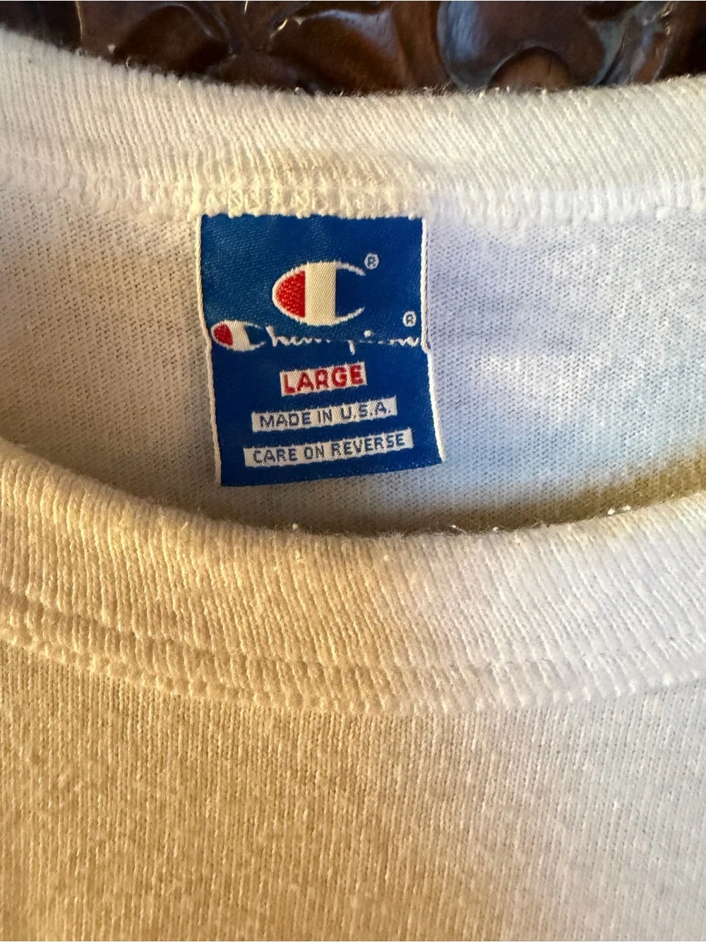 Champion Vintage White Crewneck Tee with Care Tag - Picture 4 of 4